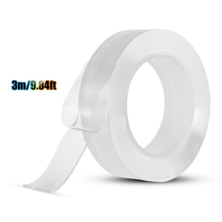 3 Meters/9.84ft Washable Traceless Double-sided Adhesive Tape Removable Reusable Anti-slip Transparent Nano Gel Tape Pad 2mm Thickness Strong Adhesive Sticky Strips Grip for Fixing Carpet