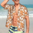 thumbnail image 7 of Bingfone Men's Short Sleeve Button Down Shirts Hawaiian Corgi Animal Printed Beach Shirt, 7 of 7