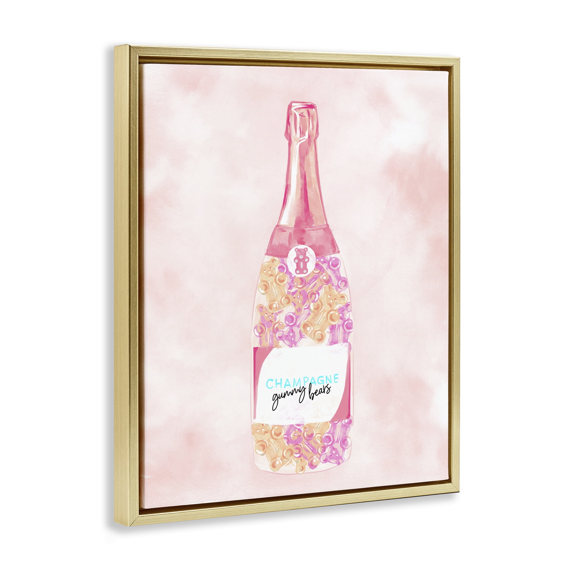 Stupell Industries Candy Filled Champagne Food & Beverage Painting Gold Floater Framed Art Print Wall Art, 17 x 21