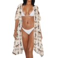thumbnail image 3 of Xoenoiee Horse Cactus Fence Print Women's Swimsuit Cover Up Lightweight Summer Kimono Cardigans 2026 Short Sleeve Coverups Spring Boho Beach Vacation Clothes, 3 of 7