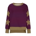 thumbnail image 4 of Timegard Chandails en Molleton à Col Rond pour Femmes Manches Longues Rayées Fente Latérale Pull Décontracté d'Automne Tops Amples, 4 of 6