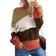 thumbnail image 3 of ABPHQTO Suéter de invierno marrón con bloques de colores para mujer, 3 of 5