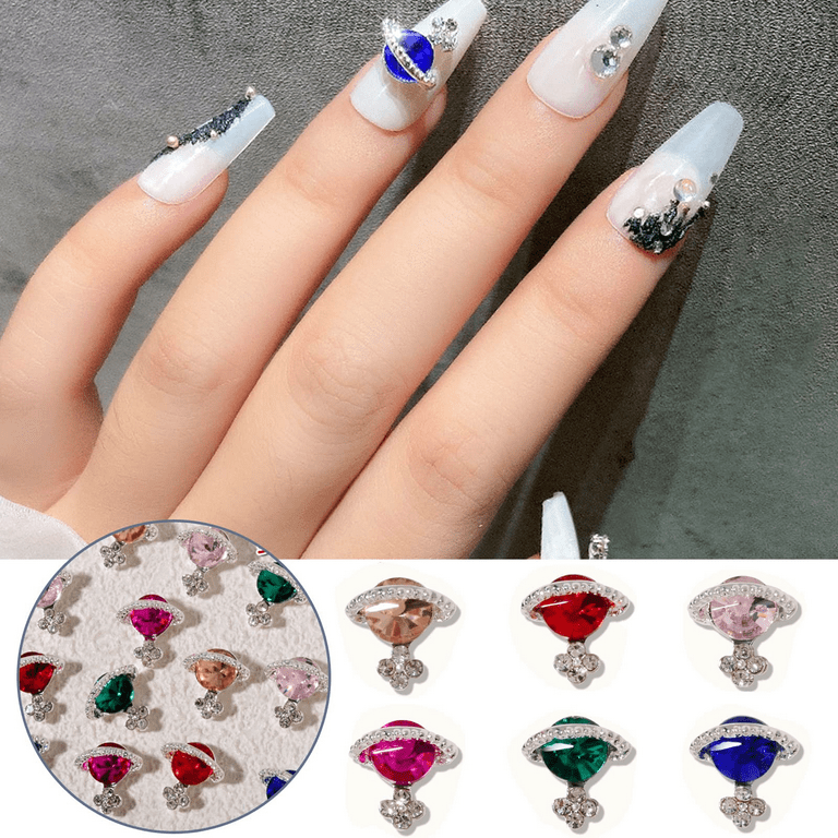 Planet Nail Charms, 50 Pcs 3D Nail Rhinestones Shiny Silver Saturn Shape,  Nail Art Nail Gems Diamond Crystals Luxury Jewelry Nail Alloy Studs Nail
