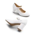 thumbnail image 3 of Zapatos de Tacón Mary Jane para Mujer DREAM PAIRS con Tacón Grueso de 7 cm Blanco, 3 of 7