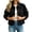 Black women faux suede cropped jacket a1, variant on Tusihei Women's Faux Suede Cropped Jacket Long Sleeve Collared Button Down Work Blazer with Pocket Fall Winter Casual Business Outerwear Chore Coat, Beige XL