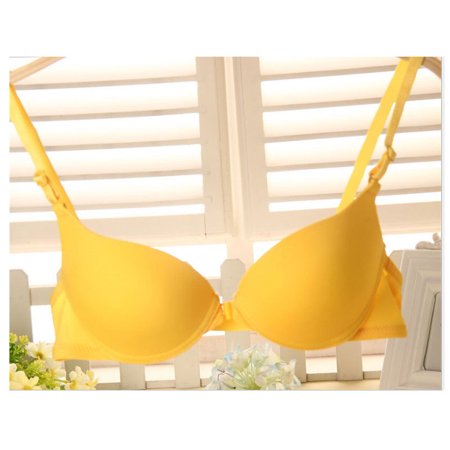 

Fashion Bra Spring and Summer Seamless Front Button Bra Push up Underwear Buckle Female Small Chest Bra(Yellow 80C)