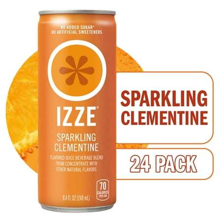 IZZE Sparkling Juice Beverage Blend, Clementine, No Sugar Added, 8.4 FL OZ, 24 Cans