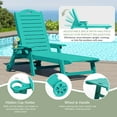thumbnail image 5 of WestinTrends Aruba Outdoor HDPE Patio Chaise Lounges With Wheels & Cup Holder (Set of 2), Turquoise, 5 of 17