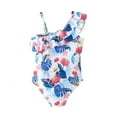 thumbnail image 3 of GYRATEDREAM Baby Girl Swimsuit Cute One Piece Tropical Print Bikini Ruffle Bathing Suit with Sun Protection, 3 of 7