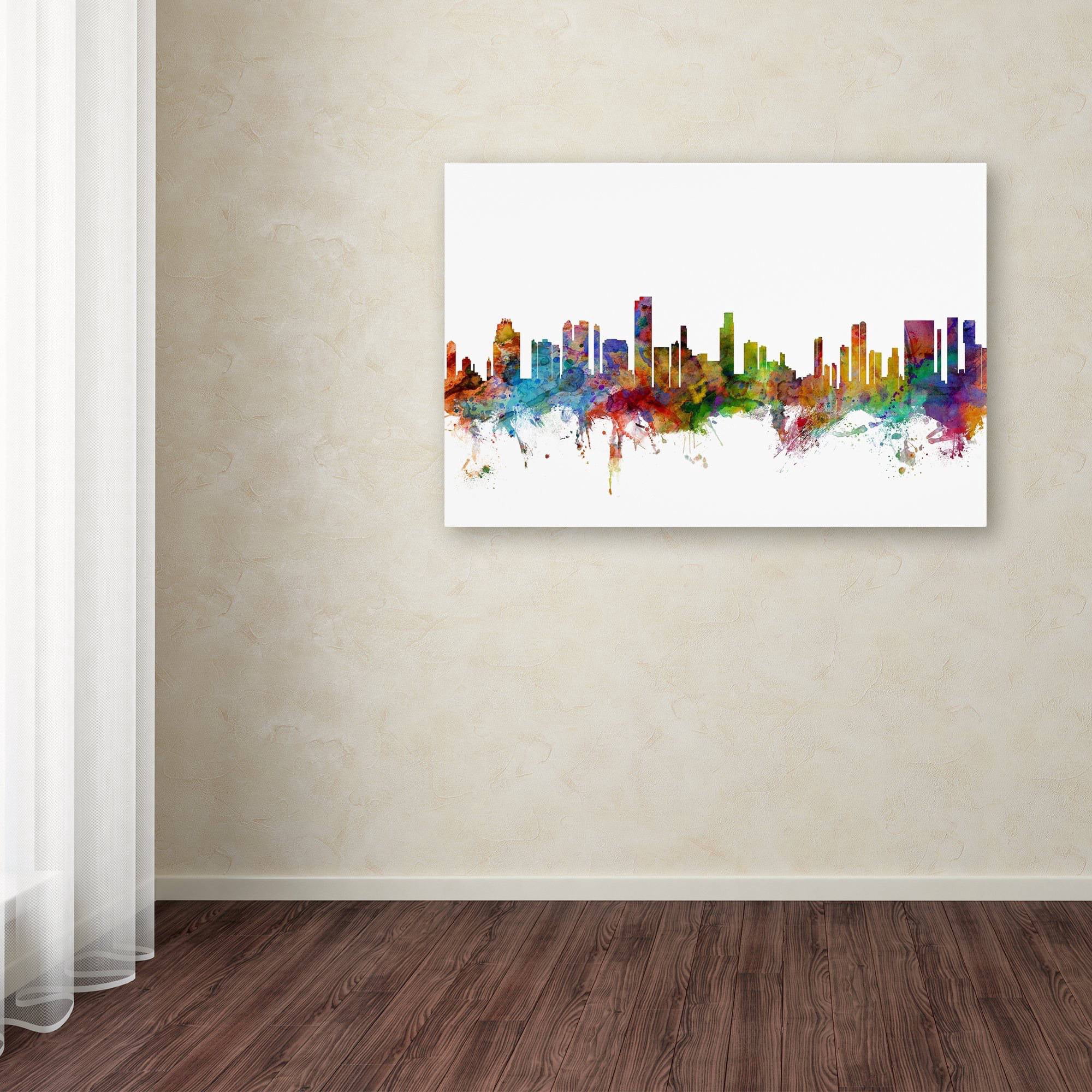 Trademark Fine Art "Honolulu Hawaii Skyline" Canvas Art by Michael Tompsett