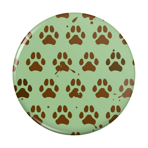 Muddy Dog Paw Print Pattern Kitchen Refrigerator Locker Button Magnet