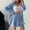 Sky Blue, variant on Floleo Women Solid Two Piece Co Ord Outfits, Turn Down Collar Button Down Long Sleeve Oversized Shirt High Waist Double Layer Ruffle Shorts Casual Matching Suit (Black,M)