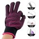 thumbnail image 4 of Zhuge guantes resistentes al calor para peinar el cabello, resistentes al calor, algodón + silicona, fucsia, 22 cm de largo-1 par, 4 of 5