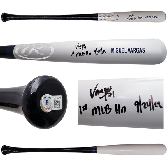 Miguel Vargas Autographed Gray Rawlings Game Model Bat Los Angeles Dodgers "1st MLB HR" Beckett BAS Witness 209050