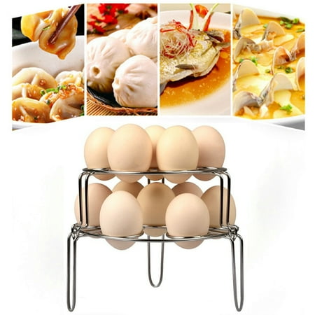 Steak Presser Egg Steamer Rack Trivet, 2-Pack Stainless Steel Stackable Vegetable Egg Cooker Steam Rack Stand for Pressure Cooker Kitchen Cooking Steaming Holder Rack Stand Set ()