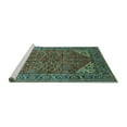 thumbnail image 2 of Ahgly Company Machine Washable Indoor Round Oriental Turquoise Blue Industrial Area Rugs, 7' Round, 2 of 4