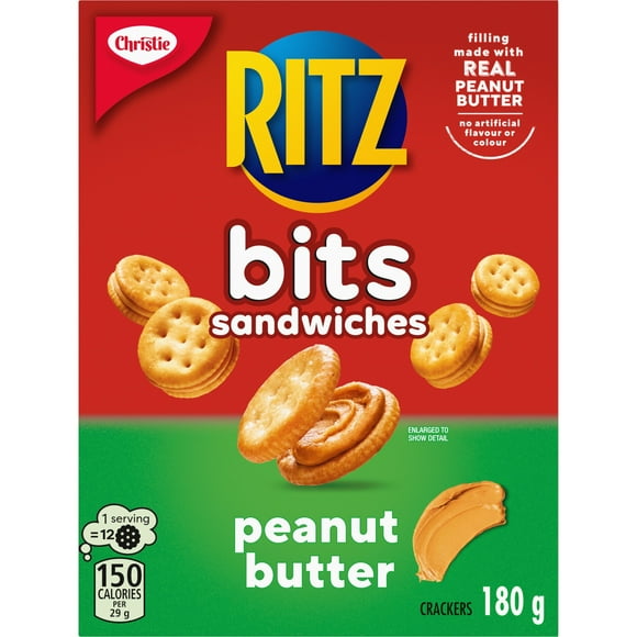 Ritz Bits Sandwich Snacking Crackers, Peanut Butter, 180 g
