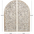 thumbnail image 2 of DecMode Brown Wooden Handmade Arched Floral Wall Decor with Intricate Carvings (2 Count), 2 of 8