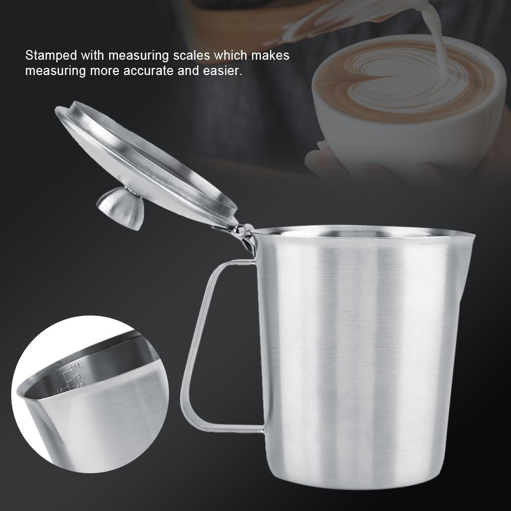 OTVIAP Stainless Steel Milk Frothing Pitcher Coffee Cup Mug with Cover ...