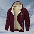 thumbnail image 2 of FEIFLY Men's Heavyweight Plush Windproof Zip Up Outerwear Jackets Long Sleeve Warm Hooded Sweatshirt Outerwear Coats, 2 of 3