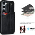thumbnail image 6 of Design for Samsung Galaxy S23 5G Phone Case with Screen Protector Adjustable Wrist Strap Kickstand Credit Card Slot Slim Shockproof Hybrid Rugged Protective Cover for S 23 Women Men 6.1 inch Black, 6 of 14