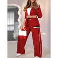 thumbnail image 6 of Women'S Fall Spring 2 Piece Blazer Outfits Business Casual Oversized Jacket Wide Leg Work Pants Red XL, 6 of 9