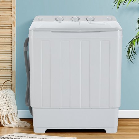 Semi-automatic Washing Machine 30lbs Compact Twin Tub with Built-in Drain Pump