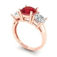 thumbnail image 2 of Three-Stone Engagement Ring for Women - 3ct Simulated Ruby in 14K Rose Gold Promise Ring, 2 of 6