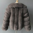 thumbnail image 4 of Qetyuw Winter Faux Fur Coat for Women Chunky Warm Long Sleeve Open Front Crop Coats Casual Lapel Jacket, 4 of 5