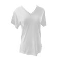 thumbnail image 5 of Kcolen Womens Shirts V Neck Short Sleeve Summer Oversized Comfy Solid Color Blouse Women's Dressy Casual Business Work Tops,White, 5 of 5
