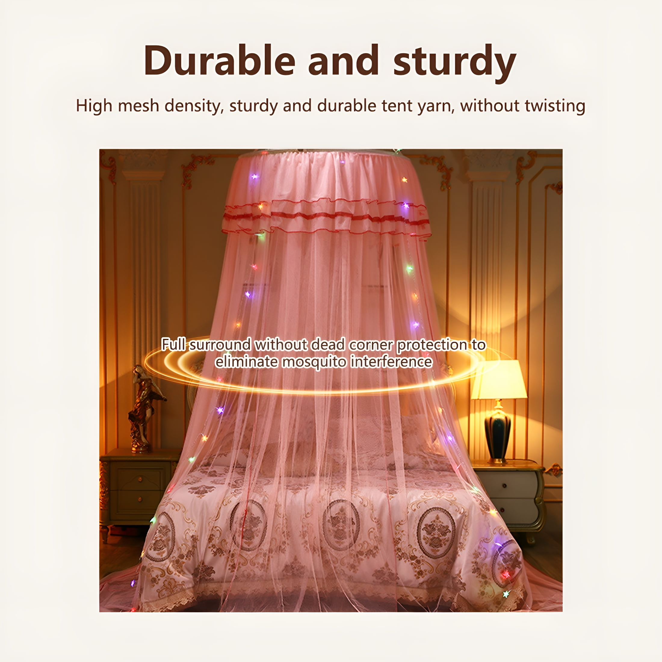 XIBUFE 2026 New Bed Canopy for Girls with Glowing Stars-Canopy Bed Curtains | Fits Single,Twin,Full,Queen Size Kids Bed,Princess Netting Room Decor,Ceiling Tent to Cover Toddler