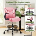 thumbnail image 5 of JONPONY Tall Office Chair for Standing Desk, Ergonomic High Leather Executive Office Chair with Flip-up Armrest,and Adjustable Foot Ring for Counter Height Desk,Pink, 5 of 13