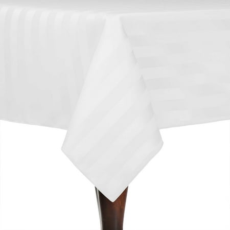 

Ultimate Textile (5 Pack) Satin-Stripe 60 x 144-Inch Rectangular Tablecloth - for Wedding and Catering Hotel or Home Dining use White