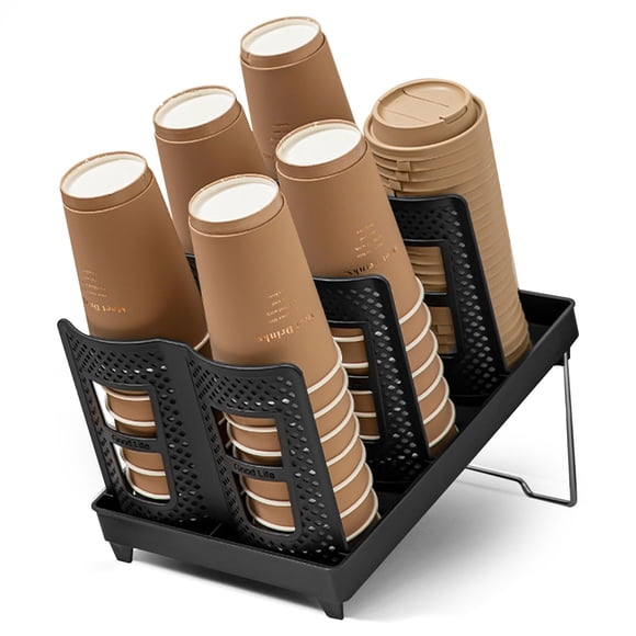 Porta Vasos Cafeteria Soporte para Tazas Encimera de Cocina con Soporte Plegable Recogedor de Tazas Estante para Tazas de Cafetería (Negro)