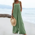 thumbnail image 4 of Baqcunre Women's Casual Solid Color Loose Suspender Button Overalls,Color Green,Size S-XXL, 4 of 8