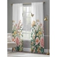 thumbnail image 4 of Spring Floral Sheer Curtains for Living Room Bedroom Pastoral Pink Flowers Watercolor Butterfly Sheer Curtains 84 Inch Long 2 Panels Set Light Filtering Curtain Window Treatments Drapes, 4 of 6
