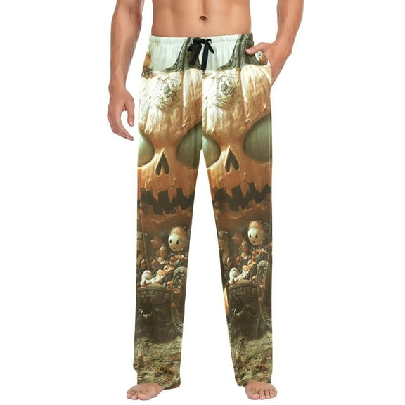 Halloween Giant Pumpkin King Mens Cotton Pajama Pant Sleep and Lounge Bottons with Pockets