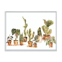 Designart 'Indoor House Plants Urban Jungle in Flowerpots I' Traditional Framed Canvas Wall Art Print