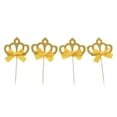 thumbnail image 1 of 4/10 Uds DIY pastel de cumpleaños Cupcake Toppers selecciones de alimentos Baby Shower Party Decor , dorada, tal se describe Corona dorada yotijar Toppers de la magdalena del brillo, 1 of 10