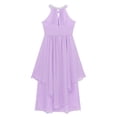 thumbnail image 5 of inhzoy Kids Girls Chiffon Flower Girls Dress Sequins Halter Neck Bridesmaid Wedding Evening Party Gowns Maxi Formal Dress Lavender 6, 5 of 7