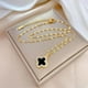 thumbnail image 3 of Collar de trébol de cuatro hojas para mujer, colgante de cristal, gargantilla chapada en oro de 18 quilates, collares con circonitas, joyería de la suerte, regalos para niñas, mamá, cumpleaños, 3 of 5