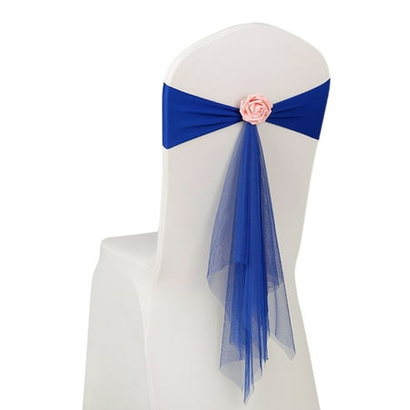 

Hapeisy Pack of 10 Spandex Chair Sashes with Flower ，Stretch Chair Bands，Decorative of Wedding Party Birthday Venue Reception for All Events Decoration