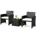 thumbnail image 3 of Costway 3 Piece Pe Rattan Outdoor Patio Bar Set, Mix Brown/Off White, 3 of 10