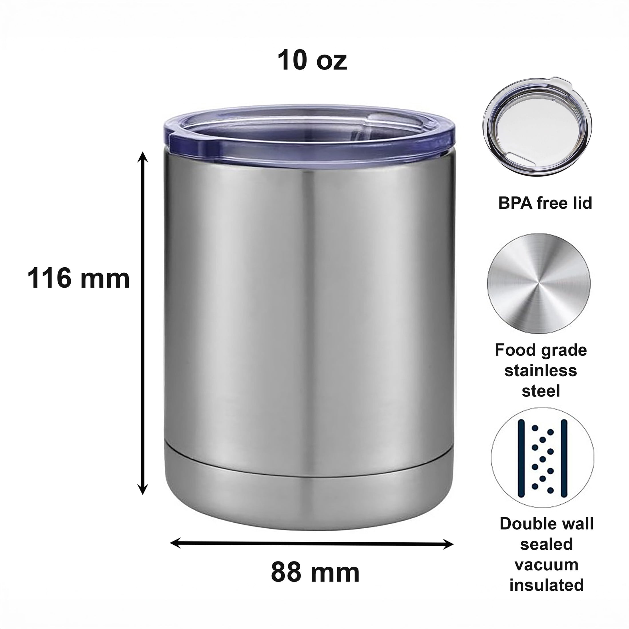 HPI Personalized Oahu Double Wall Stainless Steel Vacuum Insulated Lowball Tumbler with Lid 10oz