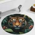 thumbnail image 3 of Tiger in Jungle Leaves(3) Round Area Rugs for Bedroom Living Room, 5FT Soft Indoor Circle Carpets, Carpet Home Decor Floor Mat, 3 of 6