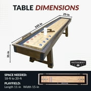 Hathaway Cheyenne 12 Ft Shuffleboard Table for Family Arcade Game Room - With Poly-Coated Playfield, Built-In Scorer & Cabinet, Climate Adjusters, Leg Levelers, 8 Pucks, Brush & Wax – Rustic Oak