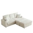 thumbnail image 4 of Corduroy Living Room With 3 Back Pillows And Cup-holding Grooves - Comfortable Seating 84inch Comfy 2 Storage Spaces, Toss Deep Seat Couch, 4 of 5