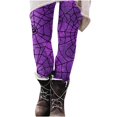 thumbnail image 2 of DDAPJ pyju Halloween Party Leggings for Women Spider Web Printed High Waist Stretch Yoga Running Pants Novelty Holiday Tights Buttery Soft Casual Milk Silk Legging Purple XXL, 2 of 5