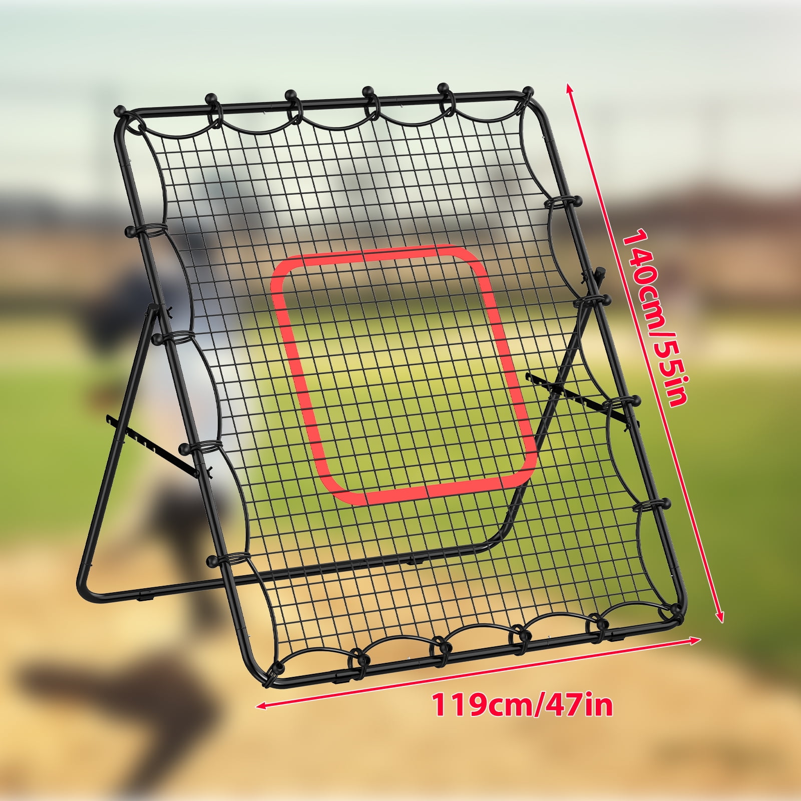 Baseball Rebounder Net – Adjustable Bounce Back Trainer for Soccer, Volleyball, Softball & Lacrosse, Portable Folding Rebounder for Passing & Shooting Practice