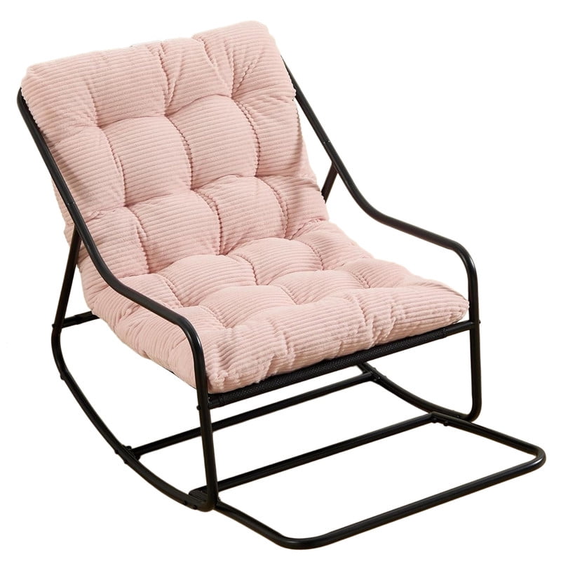 Outdoor Rocking Chair, Papasan Rocking Chair with Metal Frame, Comfy Rocker Lounge Chair for Living Room Porch Patio Garden
